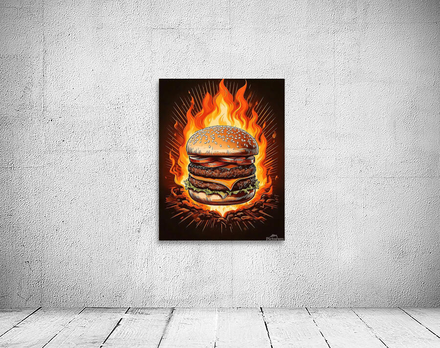 burger flames barbecue Wall Preview
