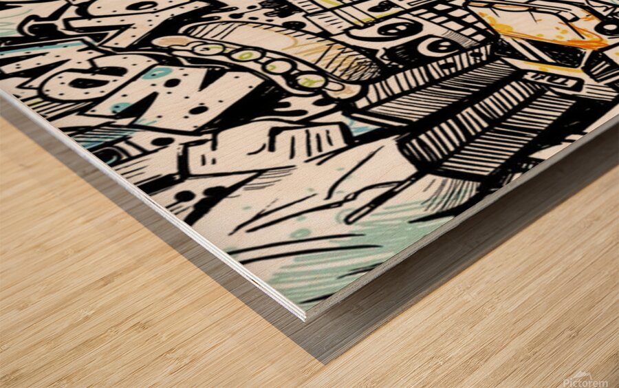 Doodle new york city nyc Wood print