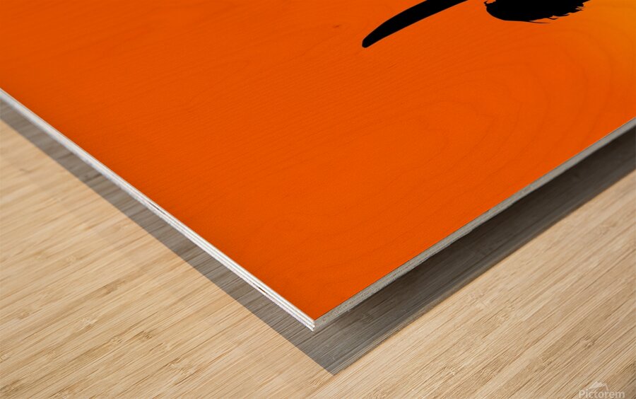 surfer sunset silhouette girl Wood print