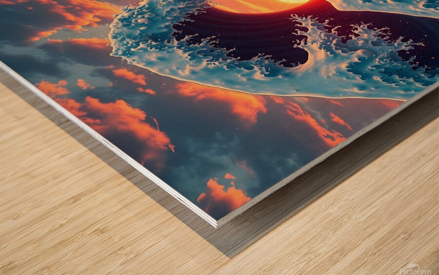 wave japanese japan Wood print