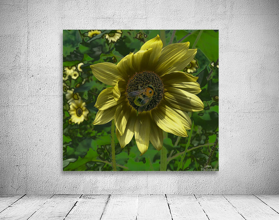 Bee on Sunflower Wall Preview