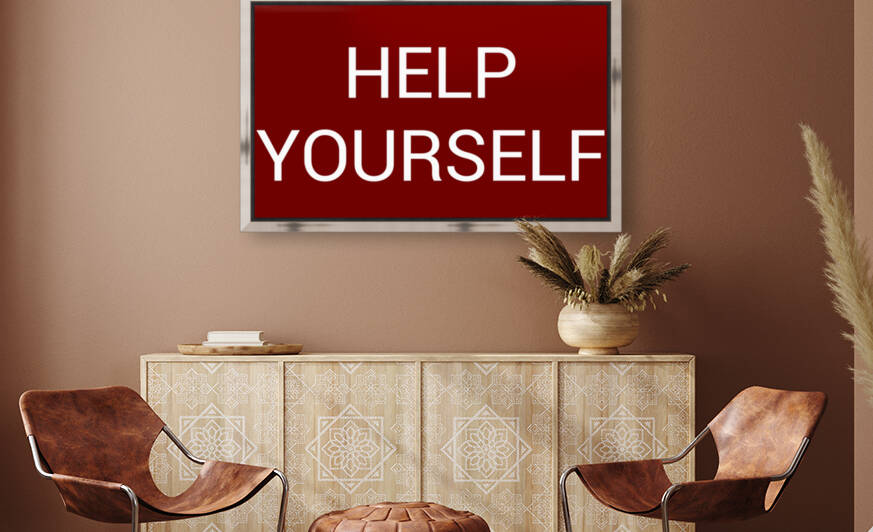 HELP YOURSELF blood red by Lenie Blue by Lenie Blue