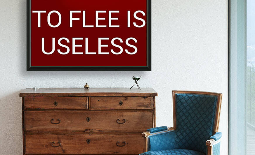 TO FLEE IS USELESS blood red by Lenie Blue by Lenie Blue