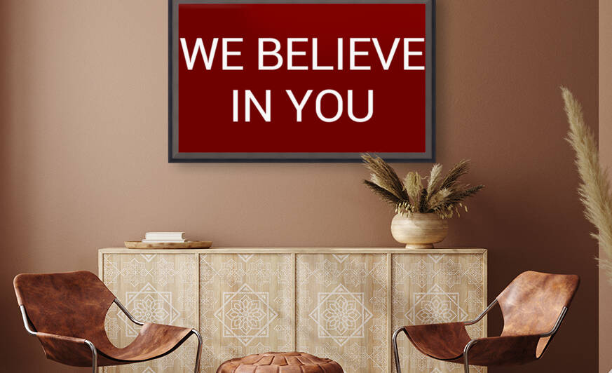 WE BELIEVE IN YOU blood red by Lenie Blue by Lenie Blue