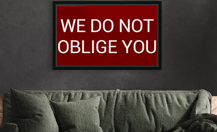 WE DO NOT OBLIGE YOU blood red by Lenie Blue by Lenie Blue