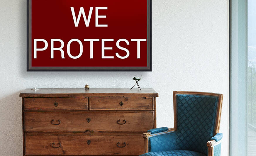 WE PROTEST blood red by Lenie Blue by Lenie Blue
