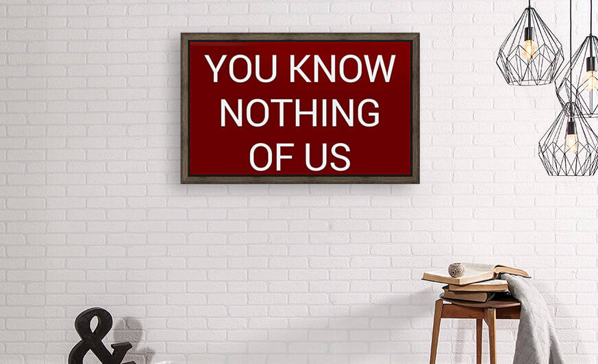 YOU KNOW NOTHING OF US blood red by Lenie Blue by Lenie Blue