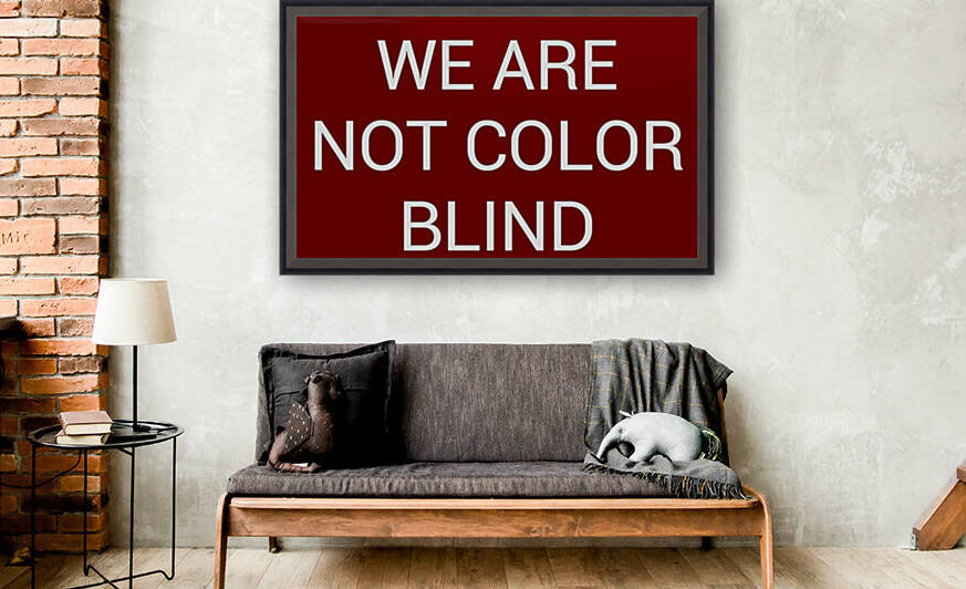 WE ARE NOT COLORBLIND blood red by Lenie Blue by Lenie Blue