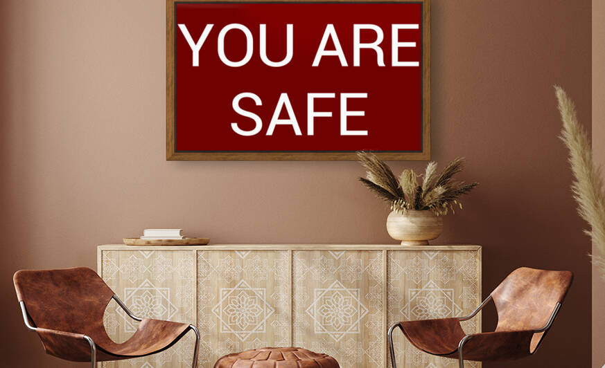 YOU ARE SAFE blood red by Lenie Blue by Lenie Blue