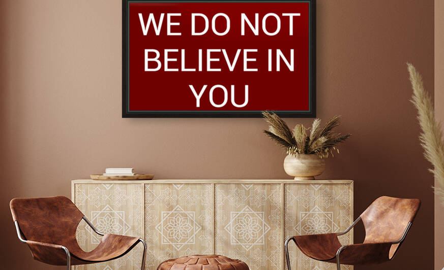 WE DO NOT BELIEVE IN YOU blood red by Lenie Blue by Lenie Blue