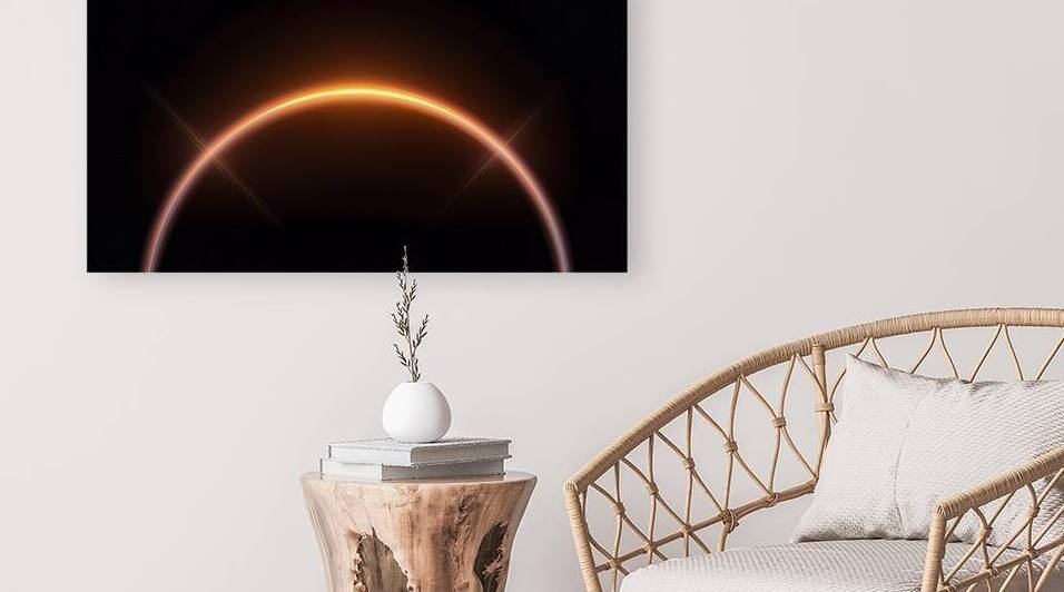 Radiant Cosmic Horizon An Ethereal Glow in Deep S by Celestial Frame Studio
