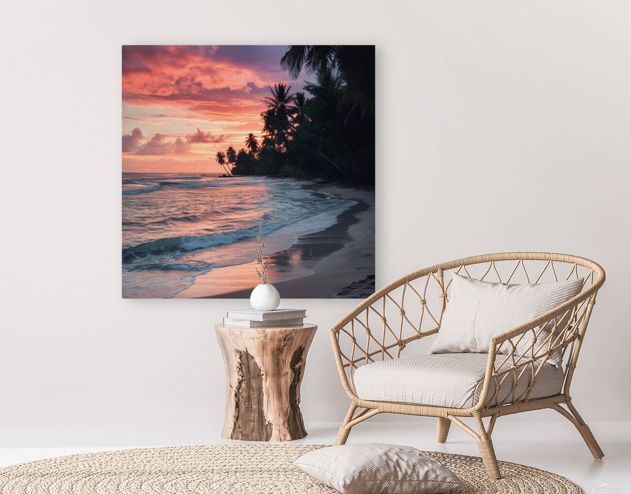 this stunning wall picture features a serene coas Reproduction