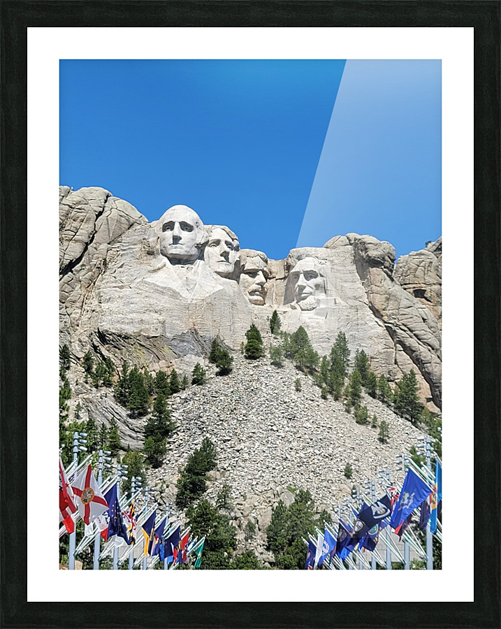 Mt Rushmore flags Picture Frame print