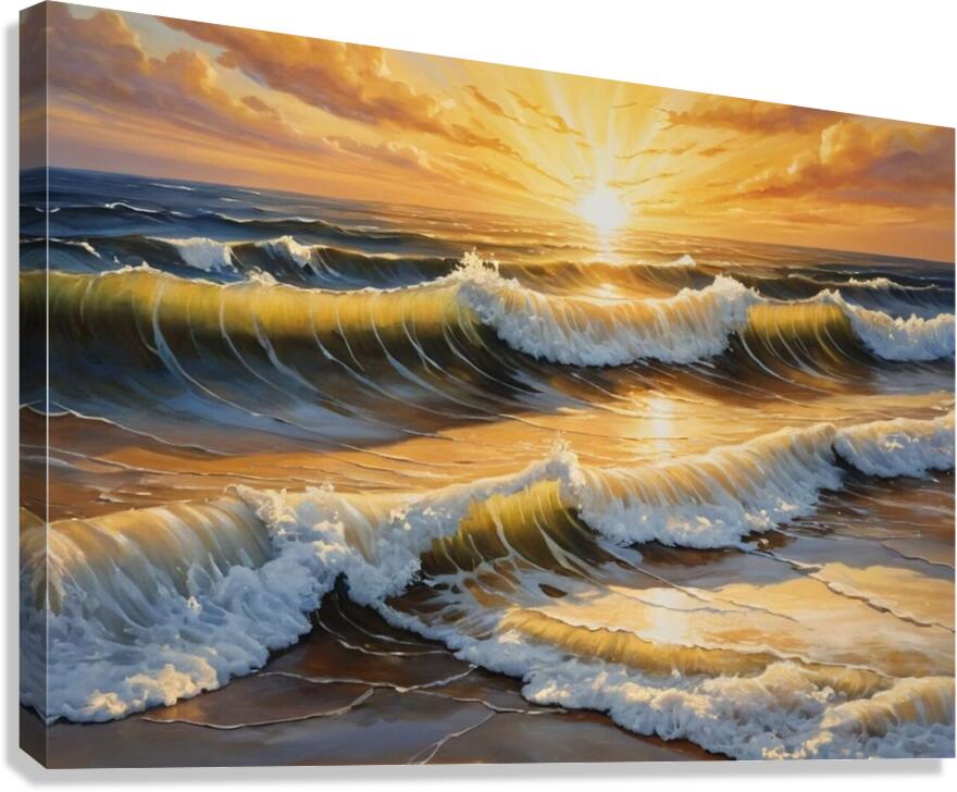 golden waves at sunset Canvas Print