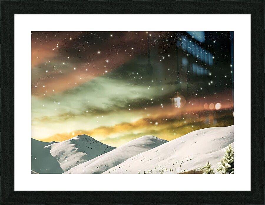 Sunset glow over the white peaks Picture Frame print