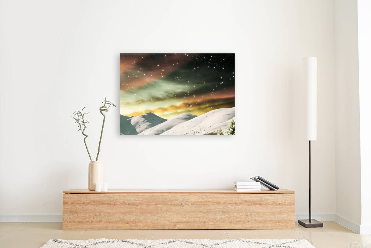 Sunset glow over the white peaks Reproduction