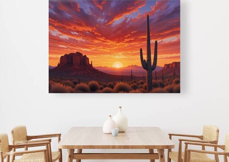 Desert Glow: Saguaro Sunset by NAOUAL HESSOUNI