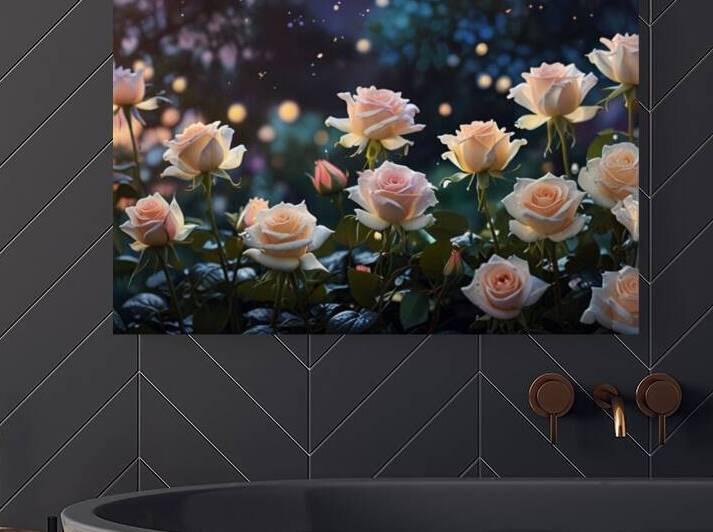 Enchanting background with pastel touches and glowing roses by NAOUAL HESSOUNI