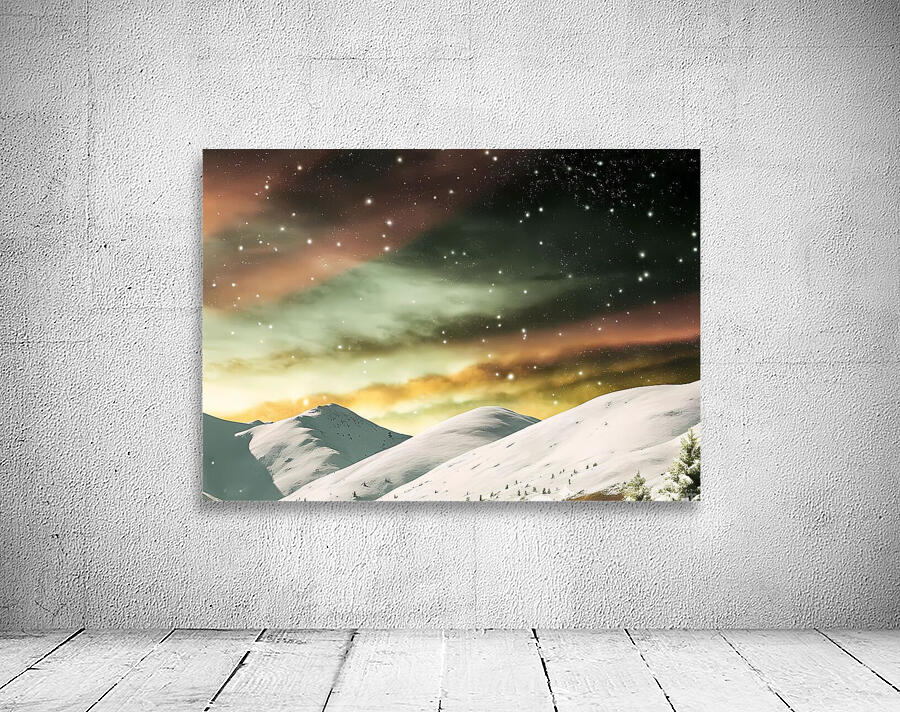 Sunset glow over the white peaks Wall Preview