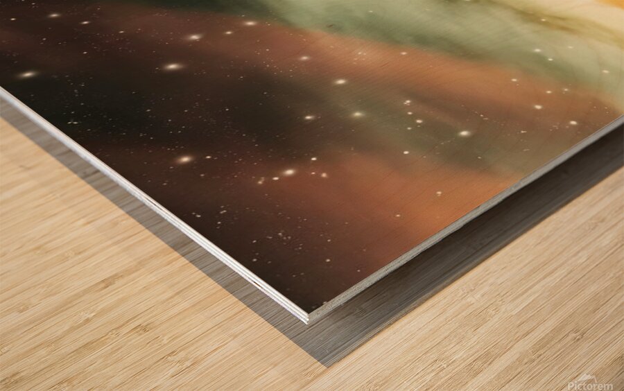 Sunset glow over the white peaks Wood print