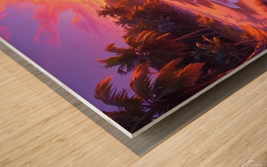 Tropical sunset magic Wood print