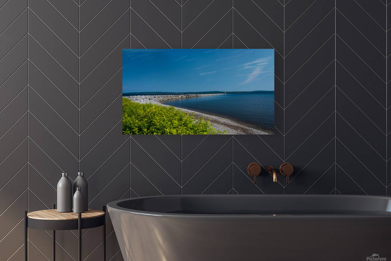 Petoskey Waterfront with Breakwater and Lighthouse Reproduction