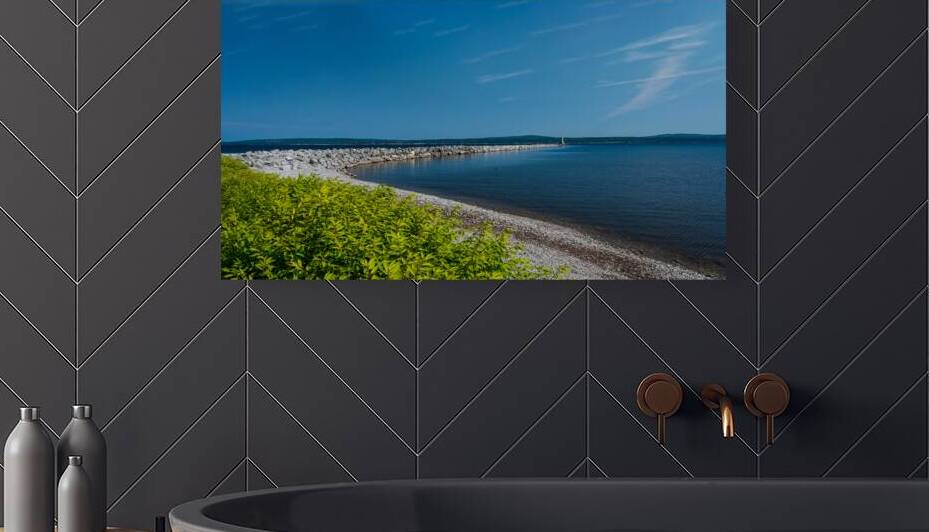 Petoskey Waterfront with Breakwater and Lighthouse by Ken Desloover