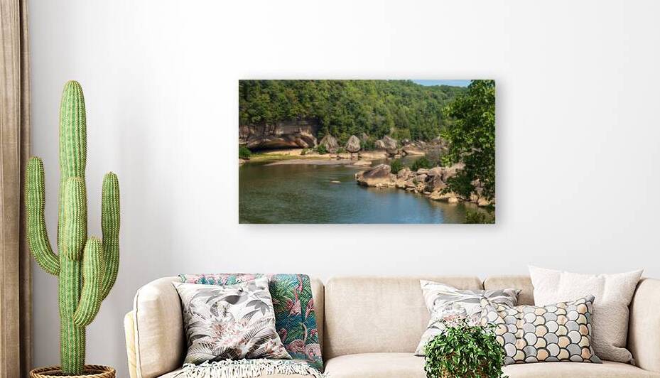 Rocky Riverbanks Downstream from Cumberland Falls by Ken Desloover