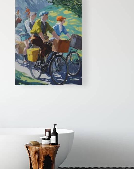 poster of a group of people riding bicycles by Wild River