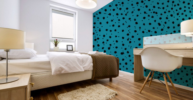 Cheetah Pattern on Cerulean Mural print