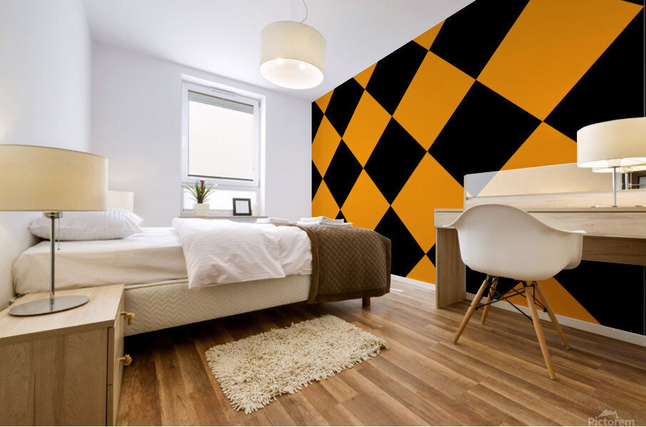 Black and Orange Diamond Pattern Mural print