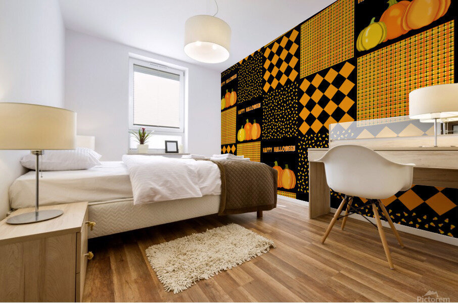 Pumpkin Halloween Patchwork Pattern Mural print