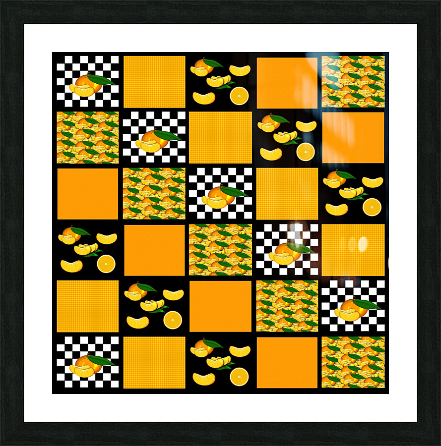 Tangerine and Plaid Patchwork Picture Frame print