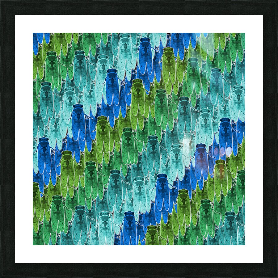 Cicada Pattern in Aqua Blue Picture Frame print