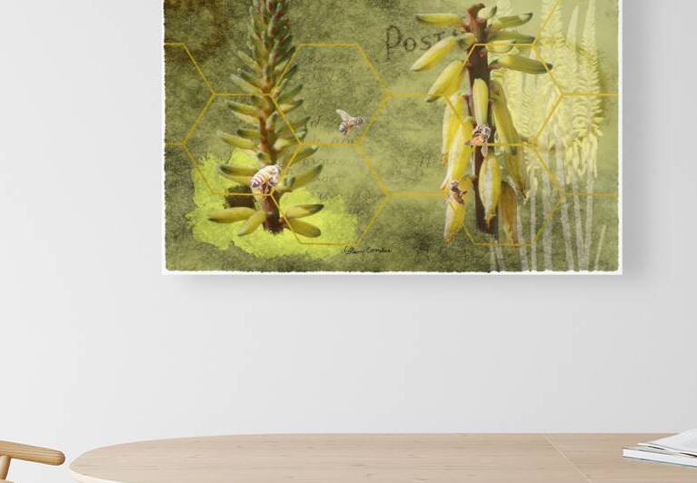 bees on yucca mixed media by Photography and Digital Art By Colleen