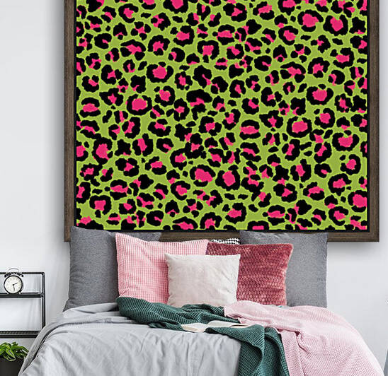 Leopard Pattern in Raspberry on Lime Green by Photography and Digital Art By Colleen
