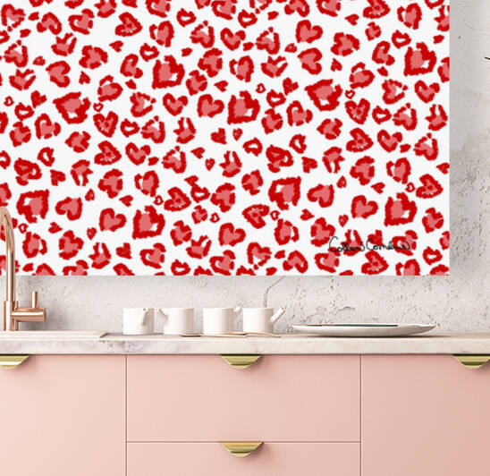 Valentine Leopard Pattern in Red and White by Photography and Digital Art By Colleen