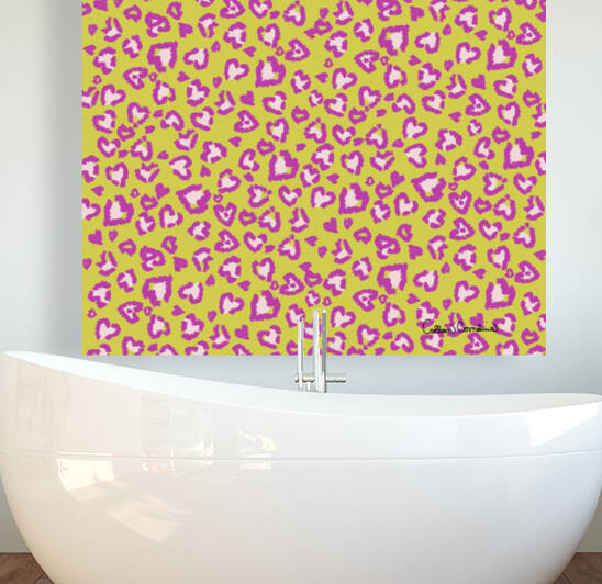 Valentine Leopard Pattern in Plum on Yellow by Photography and Digital Art By Colleen