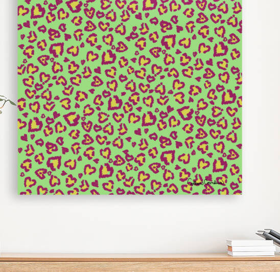 Valentine Leopard Pattern in Plum on Green by Photography and Digital Art By Colleen