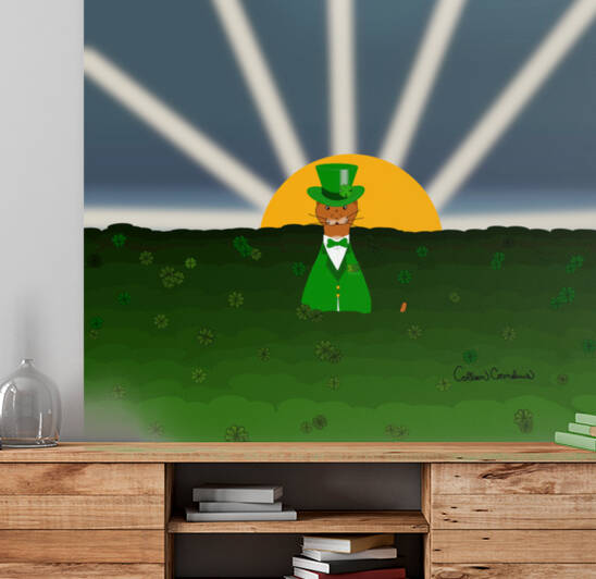 Oliver The Otter and Field of Shamrocks by Photography and Digital Art By Colleen