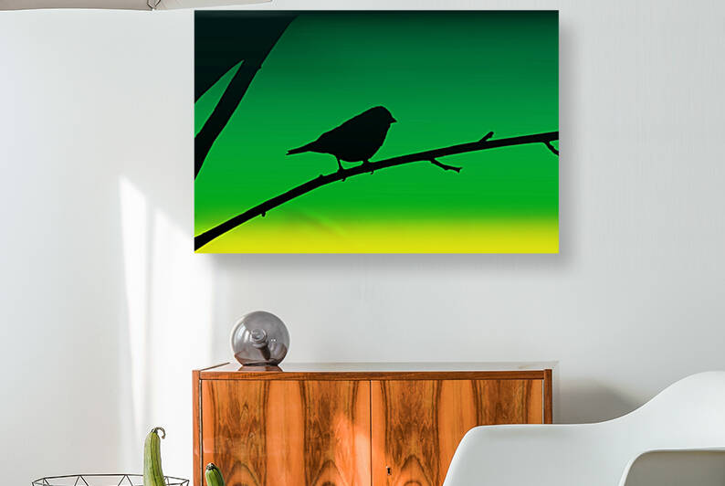 Sparrow Silhouette On Limonene  by Photography and Digital Art By Colleen