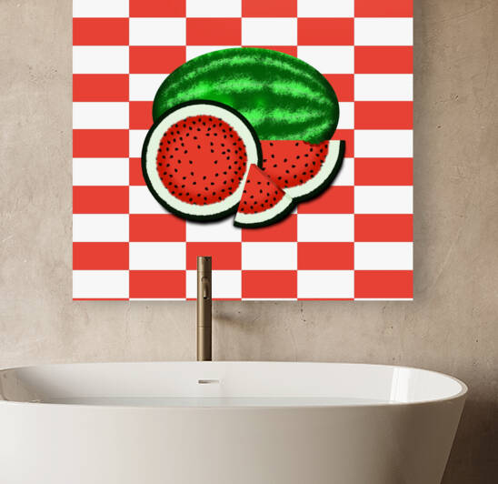 Watermelon on Watermelon Pink Background by Photography and Digital Art By Colleen