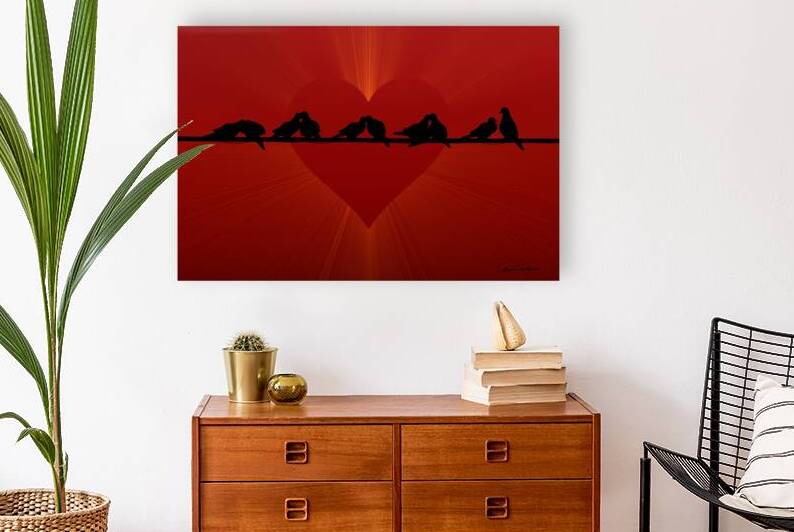 Dove Love in Red Silhouette by Photography and Digital Art By Colleen