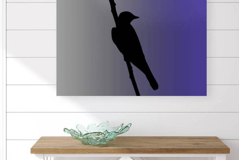 Mockingbird Silhouette on Steel Blue by Photography and Digital Art By Colleen