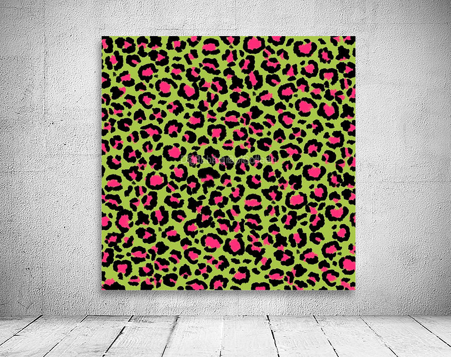 Leopard Pattern in Raspberry on Lime Green Wall Preview