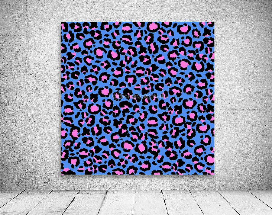 Leopard Pattern in Raspberry on Electric Blue  Wall Preview