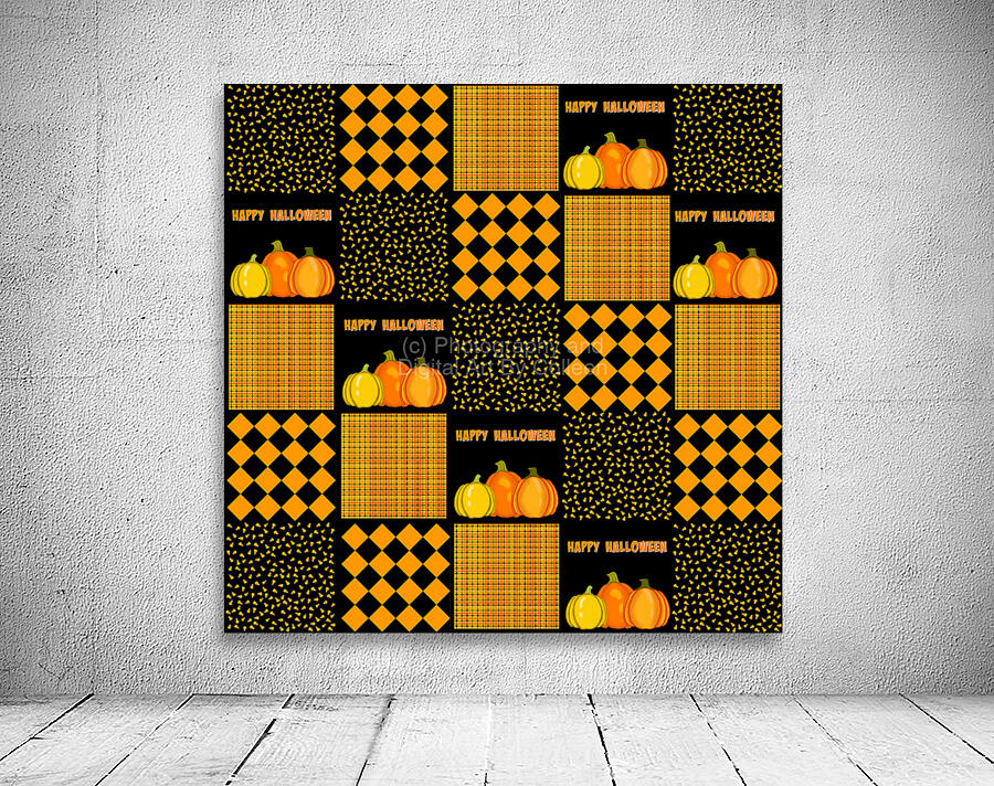 Pumpkin Halloween Patchwork Pattern Wall Preview
