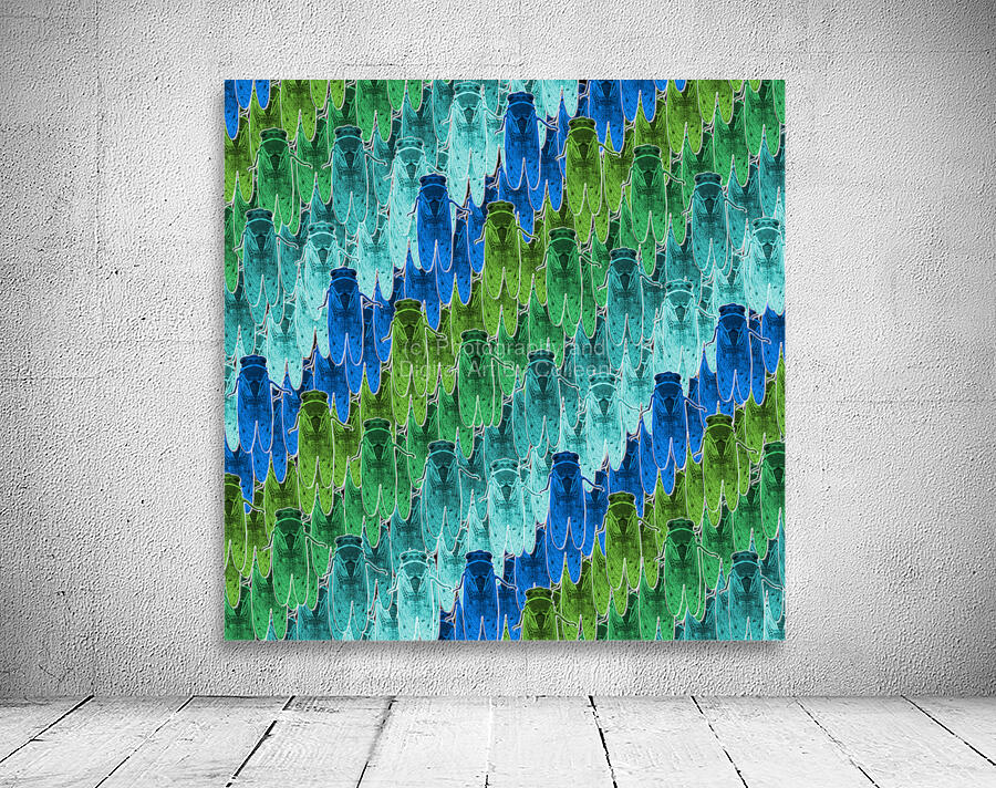 Cicada Pattern in Aqua Blue Wall Preview