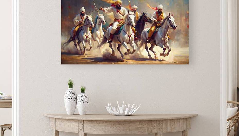 Gallant Riders in a Desert Charge – Dynamic Cultural Art Print by jawad farah