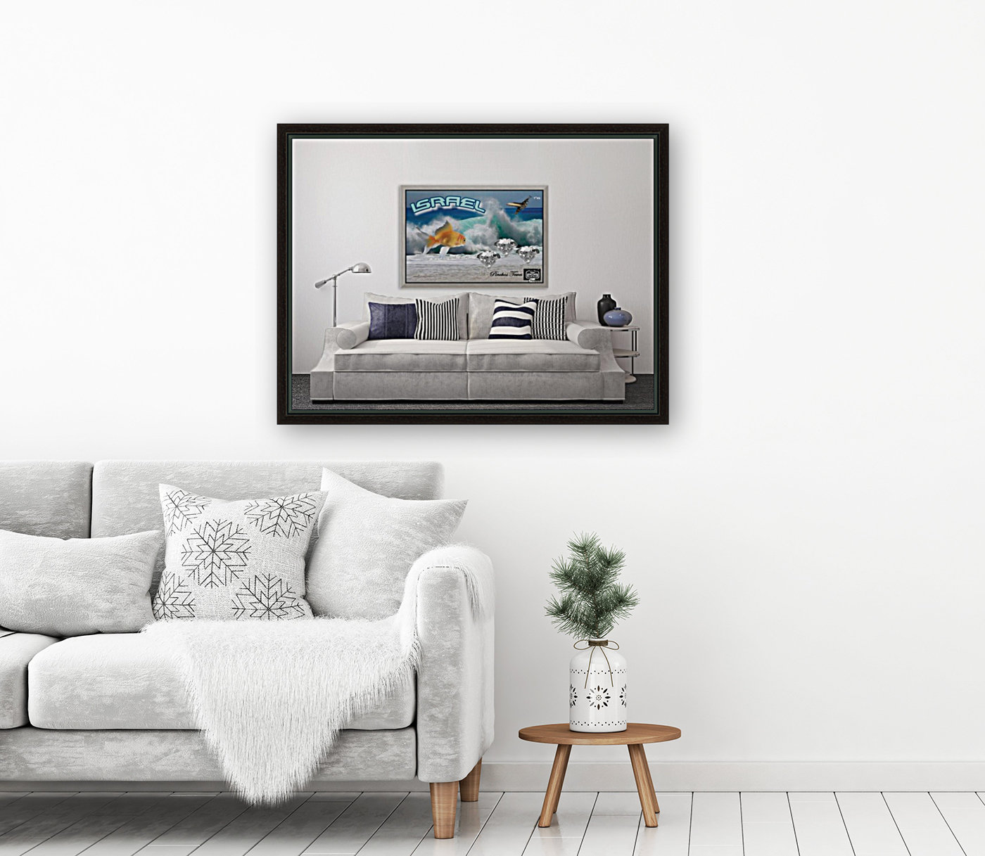 monogram art   israel ocean 1 FOR DSPLAY ONLY in room setting Reproduction